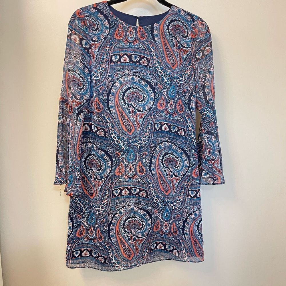 Highline Collective NWOT Women Dress Paisley Chiffon Bell Sleeve Sz 2